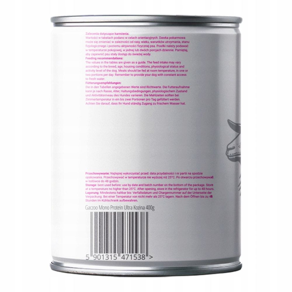Gaczoo MONO Protein Ultra karma mokra dla psa Kozina 400g